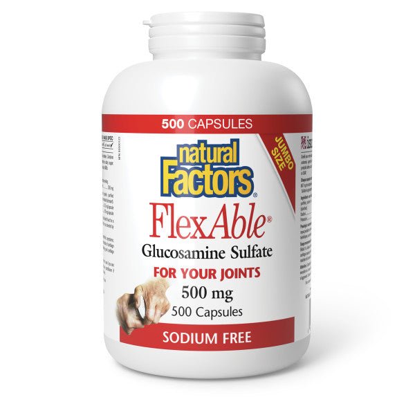 Natural Factors FlexAble Glucosamine Sulfate 500mg 500 Capsules - Nutrition Plus