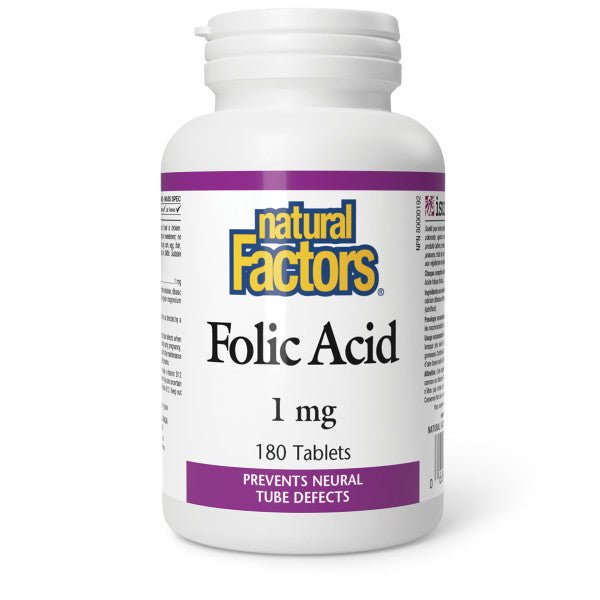 Natural Factors Folic Acid 1mg 180 Tablets - Nutrition Plus