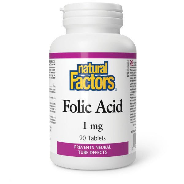 Natural Factors Folic Acid 1mg 90 Tablets - Nutrition Plus