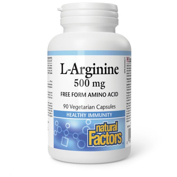 Natural Factors L - Arginine 500mg 90 Veg Capsules - Nutrition Plus