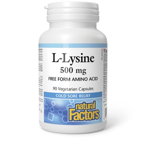 Natural Factors L - Lysine 500mg 90 Veg Capsules - Nutrition Plus