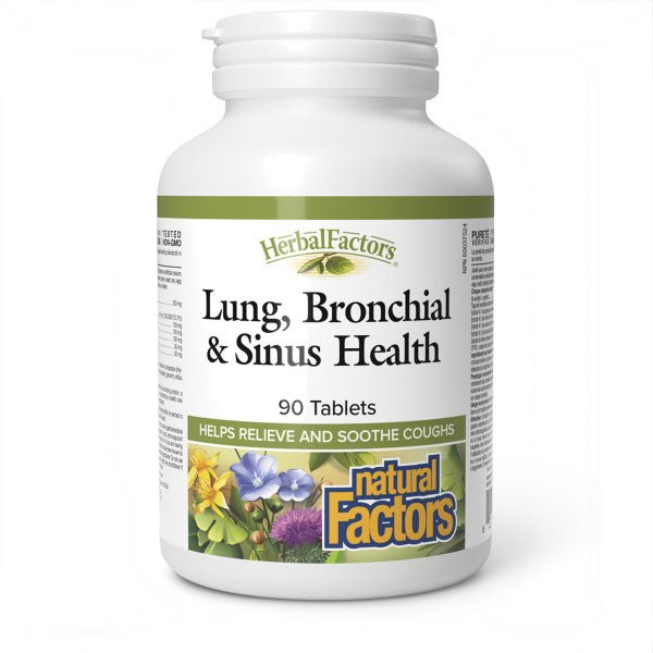 Natural Factors Lung, Bronchial & Sinus Health, HerbalFactors 90 Tablets - Nutrition Plus