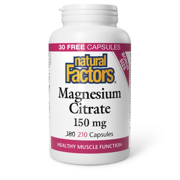 Natural Factors Magnesium Citrate 150 mg 210 Bonus Size Capsules - Nutrition Plus