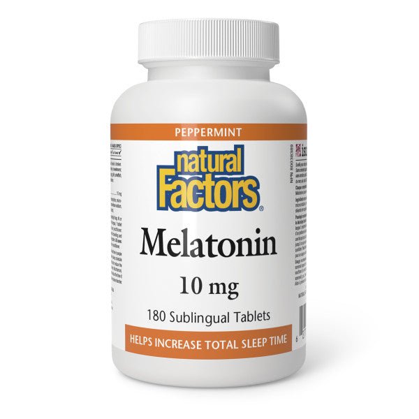 Natural Factors Melatonin 10 mg Sublingual Tablets Peppermint Flavor - Nutrition Plus
