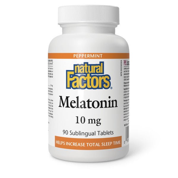 Natural Factors Melatonin 10 mg Sublingual Tablets Peppermint Flavor - Nutrition Plus