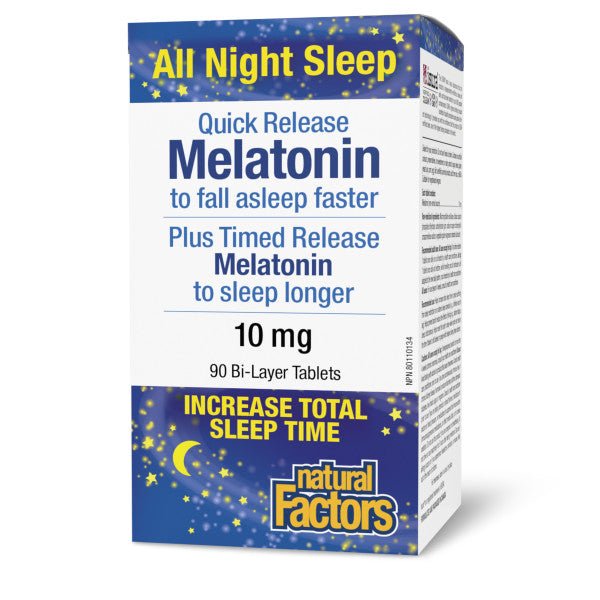 Natural Factors Melatonin Quick Release Plus Timed Release 10 mg Bi-Layer 90 Tablets - Nutrition Plus