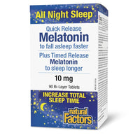 Thumbnail for Natural Factors Melatonin Quick Release Plus Timed Release 10 mg Bi-Layer 90 Tablets - Nutrition Plus