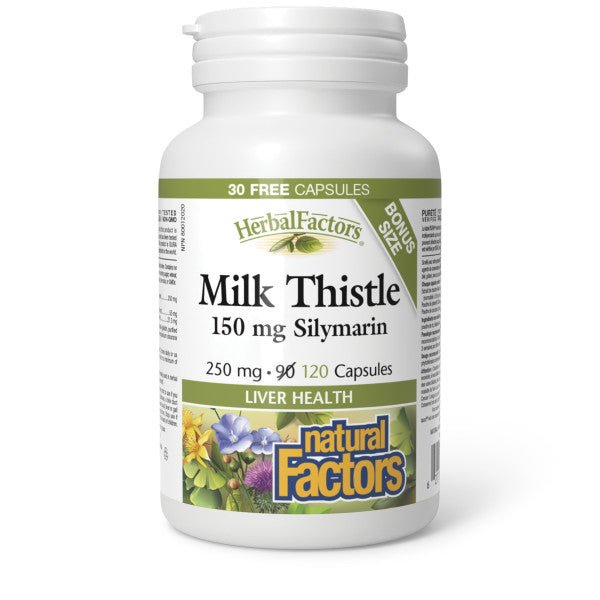 Natural Factors Milk Thistle 120 Capsules, Bonus Bottle - Nutrition Plus