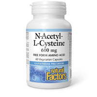 Thumbnail for Natural Factors N-Acetyl L-Cysteine NAC 600 mg 60 Veg Capsules - Nutrition Plus