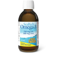 Thumbnail for Natural Factors Omega - 3 750mg EPA / 500mg DHA, 200mL, Lemon Meringue - Nutrition Plus