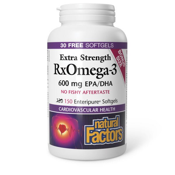 Natural Factors Omega-3 Extra Strength 600 mg 150 Softgels, Bonus Bottle - Nutrition Plus