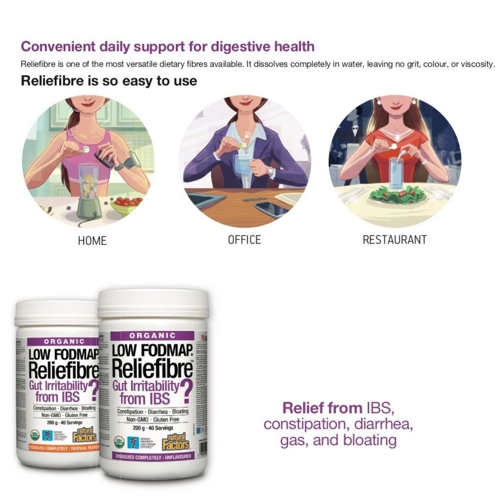 Natural Factors Reliefibre Organic, Unflavoured 200 Grams - Nutrition Plus