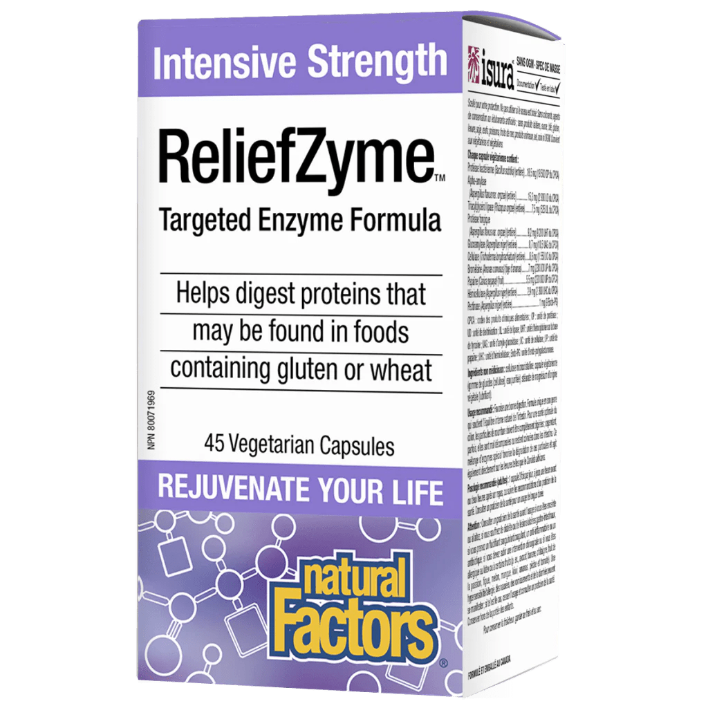 Natural Factors ReliefZyme Intensive Strength 45 Veg Capsules - Nutrition Plus