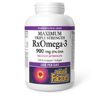 Thumbnail for Natural Factors RxOmega-3 Maximum Triple Strength 900 mg 150Enteripure® Softgels - Nutrition Plus