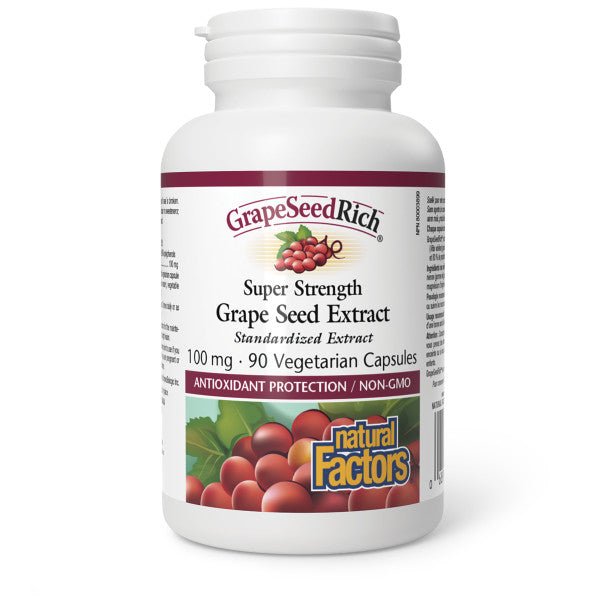 Natural Factors Super Strength Grape Seed Extract 100mg 90 Capsules - Nutrition Plus