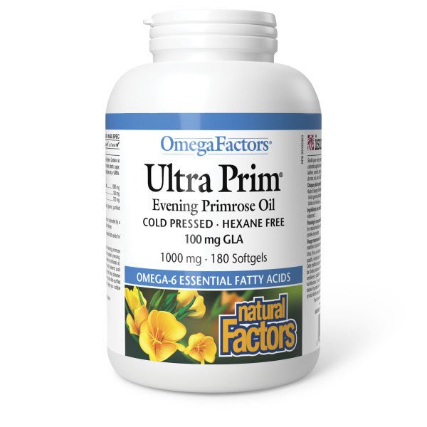 Natural Factors Ultra Prim - Evening Primrose Oil 1000mg 180 Softgels - Nutrition Plus