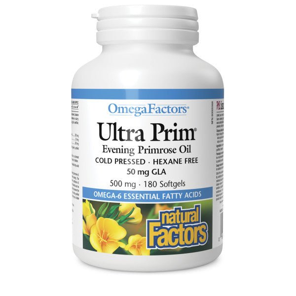 Natural Factors Ultra Prim - Evening Primrose Oil 500mg 180 Softgels - Nutrition Plus