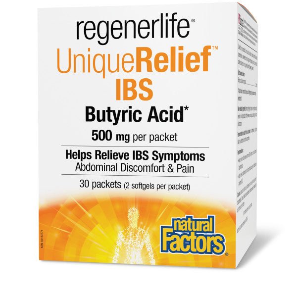 Natural Factors UniqueRelief IBS Butyric Acid, Regenerlife, 30 Packets - Nutrition Plus