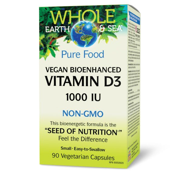 Natural Factors Vegan Bioenhanced Vitamin D3 1000IU, 90 Veg Capsules - Nutrition Plus