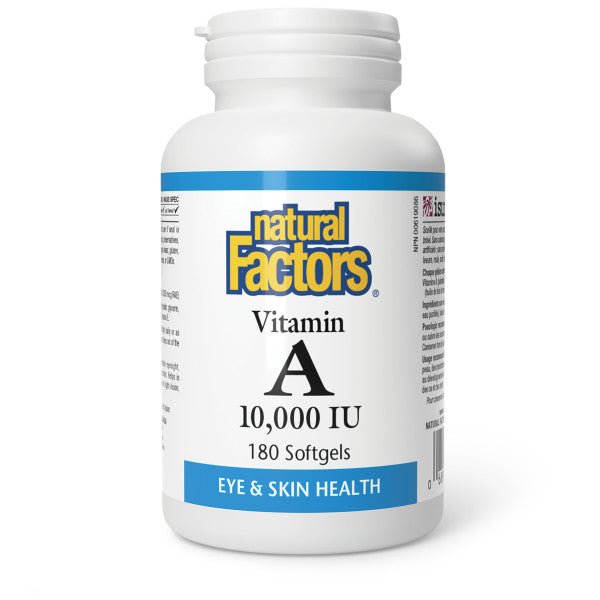 Natural Factors Vitamin A 10,000 IU 180 Softgels - Nutrition Plus