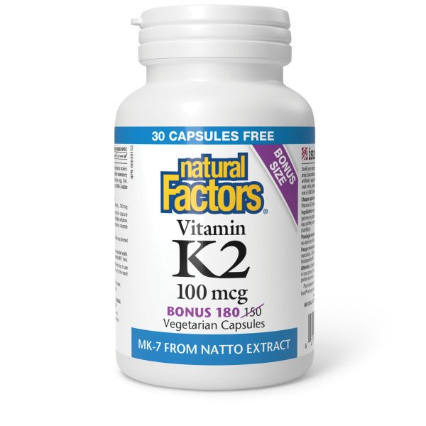 Natural Factors Vitamin K2 180 Veg Capsules - Nutrition Plus