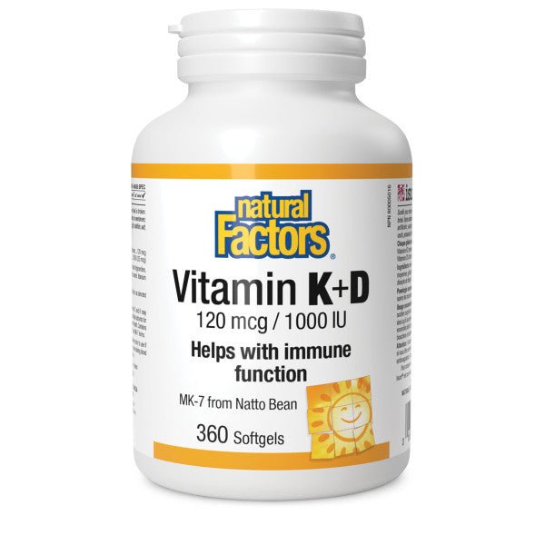 Natural Factors Vitamin K+D 120 mcg/1000 IU - Nutrition Plus