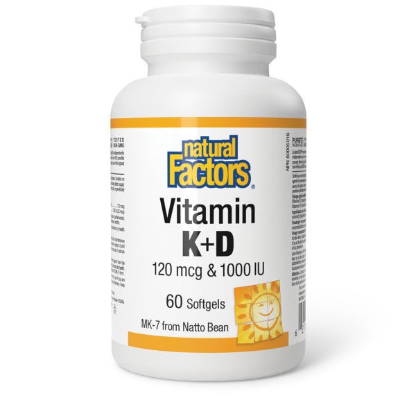 Natural Factors Vitamin K+D 120 mcg/1000 IU - Nutrition Plus