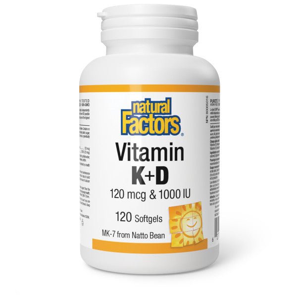 Natural Factors Vitamin K+D 120 mcg/1000 IU - Nutrition Plus