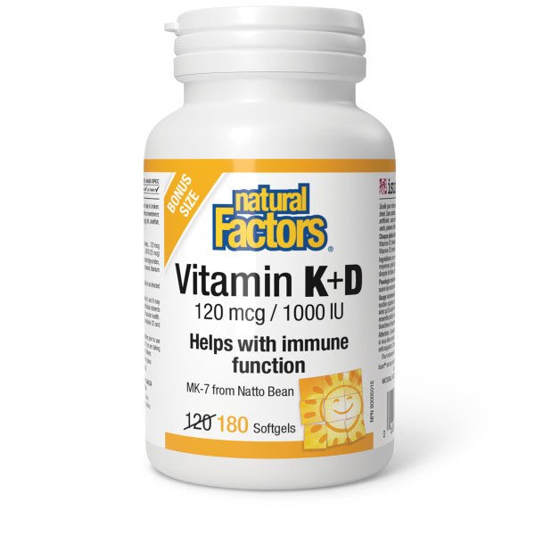 Natural Factors Vitamin K+D 180 Softgels - Nutrition Plus