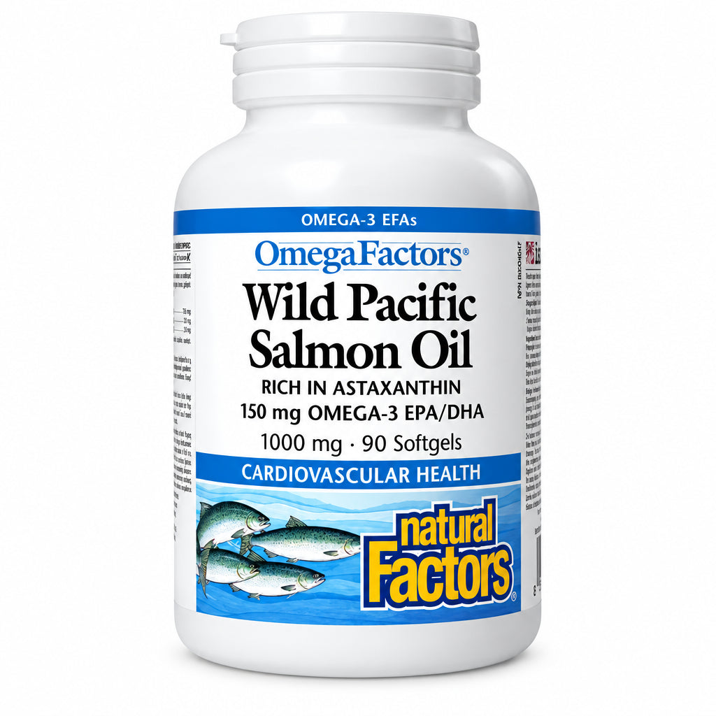 Natural Factors Wild Pacific Salmon Oil 1000mg 90 Softgels - Nutrition Plus