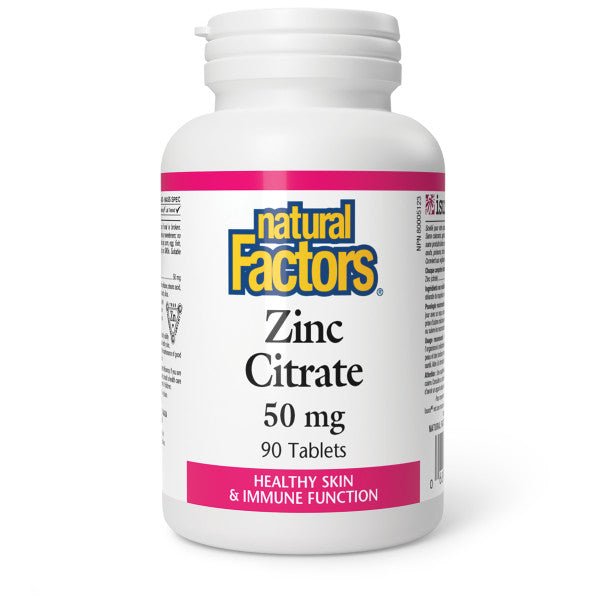 Natural Factors Zinc Citrate 50mg Tablets - Nutrition Plus