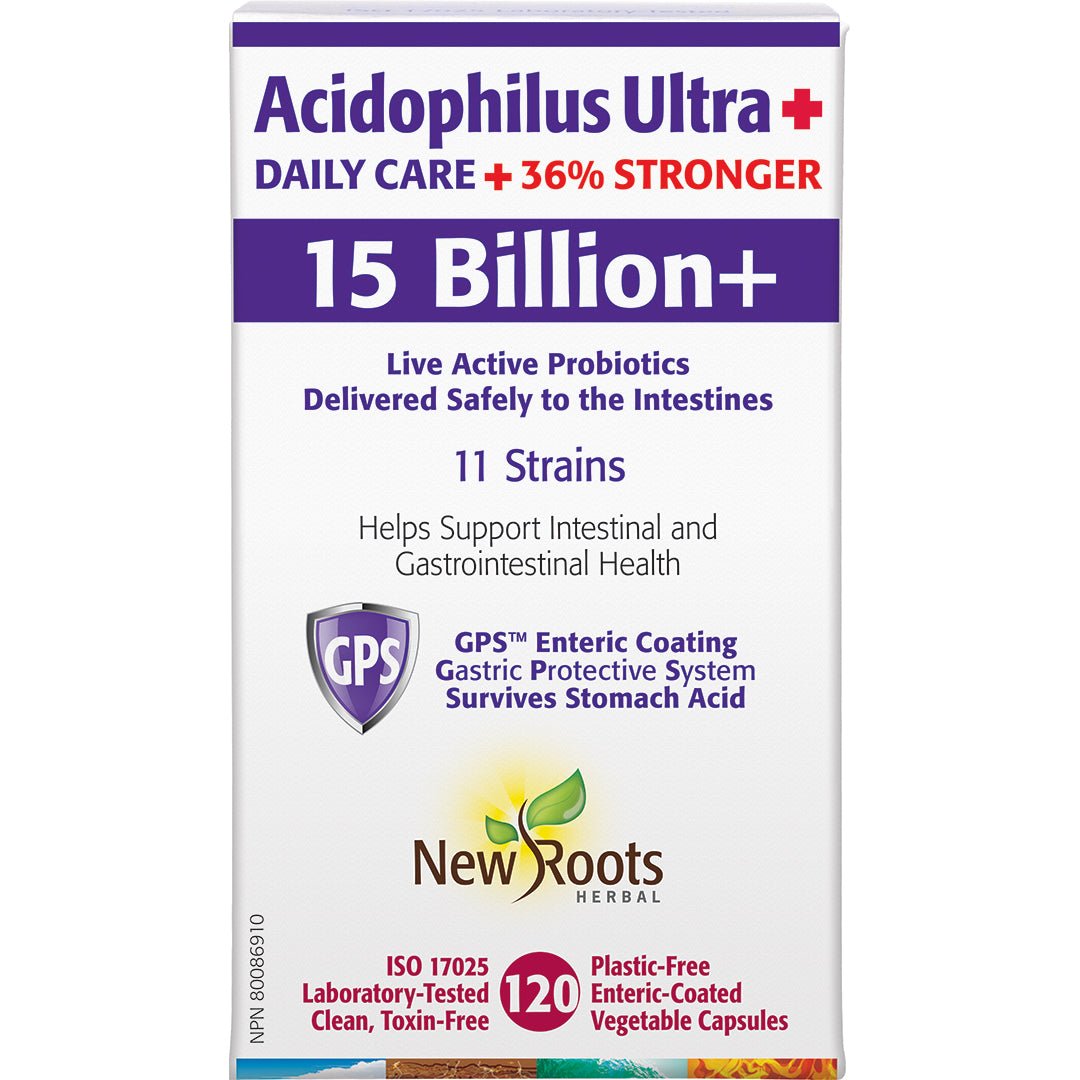 New Roots Acidophilus Ultra + 15 Billion 120 Veg Capsules - Nutrition Plus