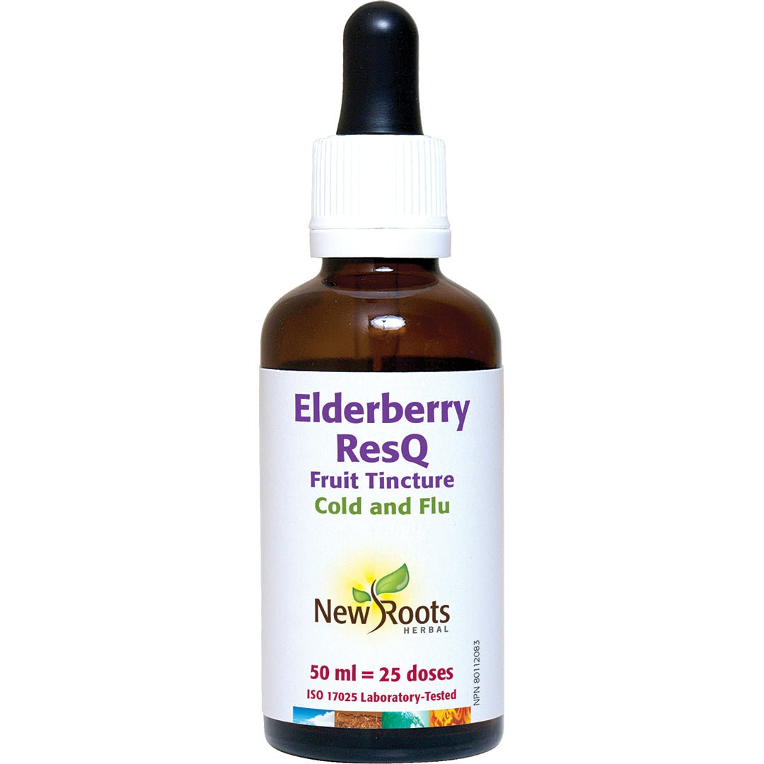 New Roots Elderberry ResQ Organic Flower Tincture 50mL - Nutrition Plus