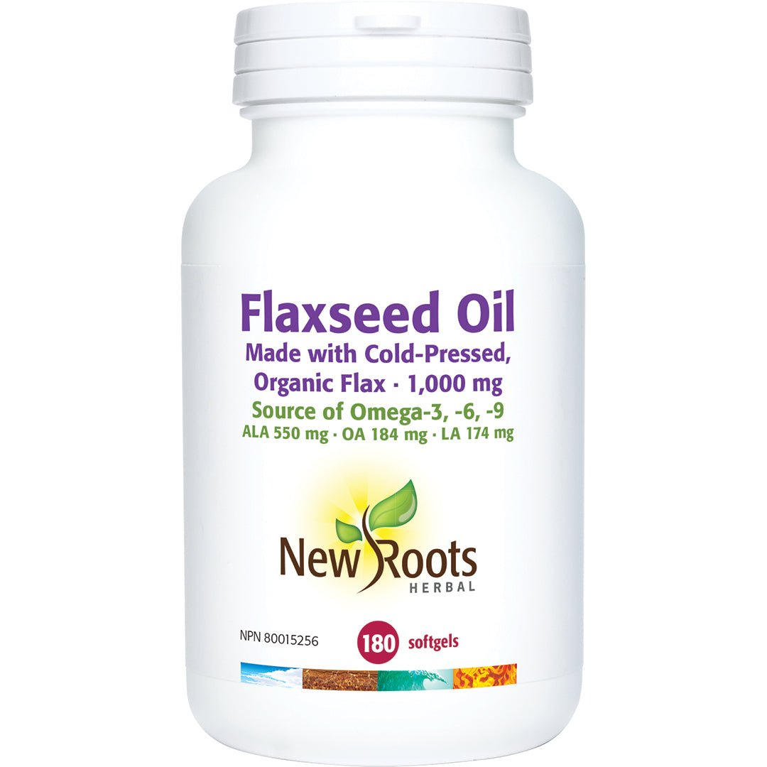 New Roots Flaxseed Oil 1000 mg 180 Capsules - Nutrition Plus