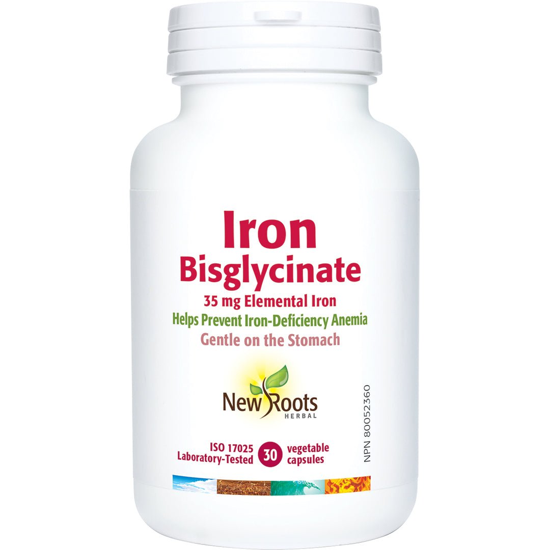 New Roots Iron Bisglycinate 30 Veg Capsules - Nutrition Plus