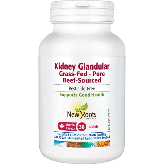 New Roots Kidney Glandular 30 Tablets, Grass - Fed, Beef - Sourced - Nutrition Plus
