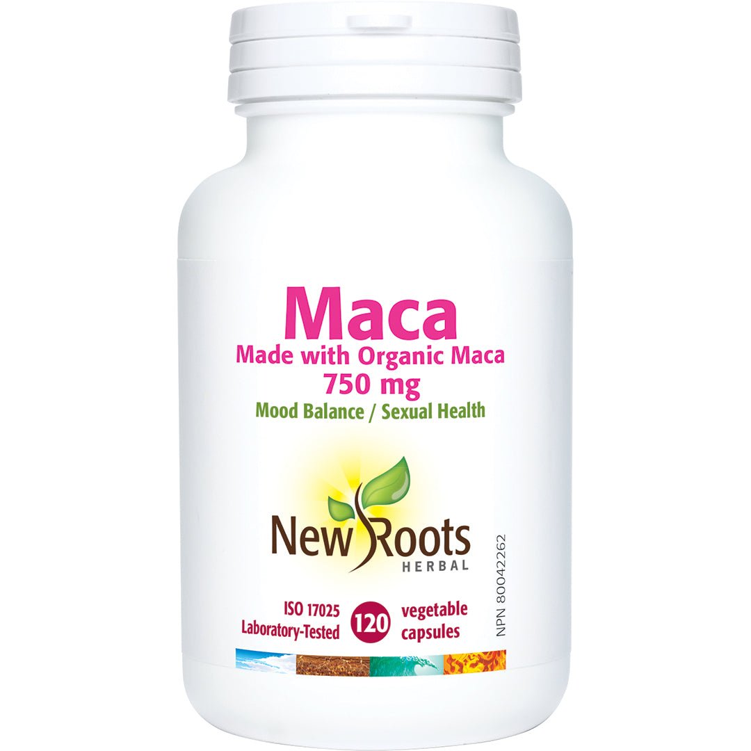 New Roots Organic Maca 750 mg 120 Veg Capsules - Nutrition Plus