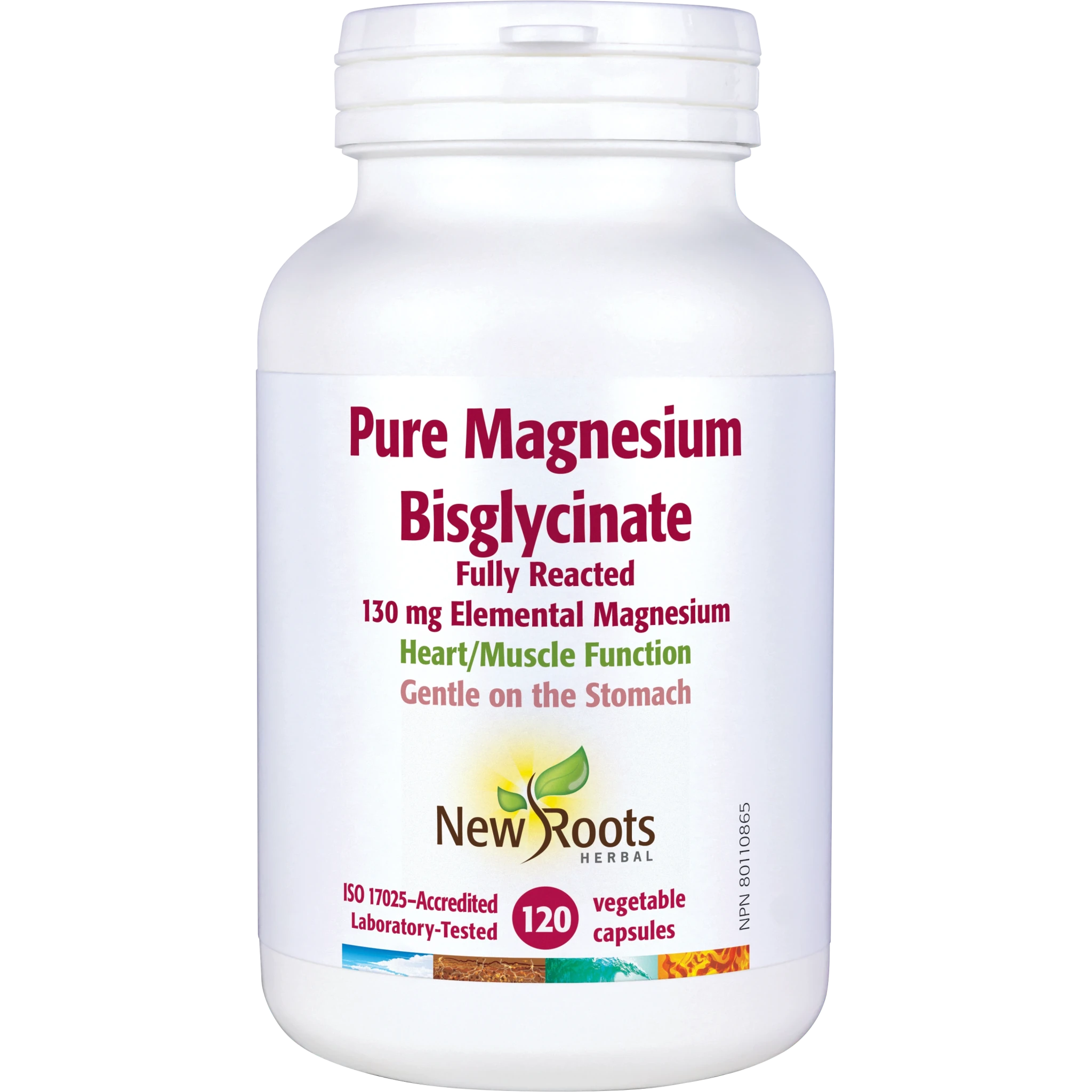 New Roots Pure Magnesium Bisglycinate 120 Veg Capsules - Nutrition Plus