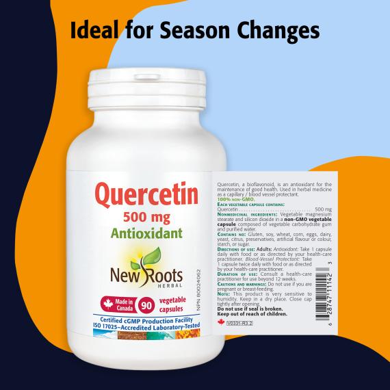New Roots Quercetin 500mg 90 Veg Capsules - Nutrition Plus