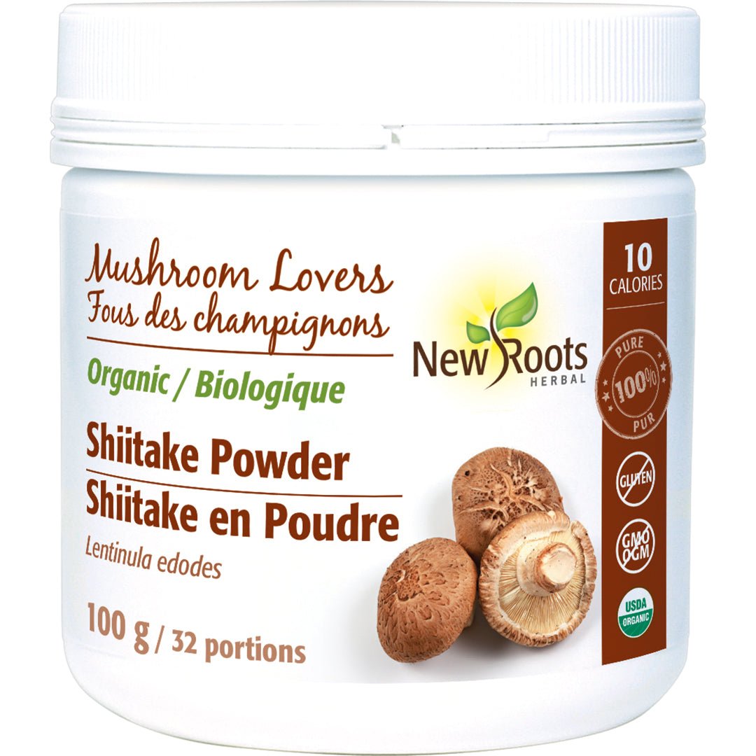 New Roots Shiitaki Organic Powder 100 Grams - Nutrition Plus