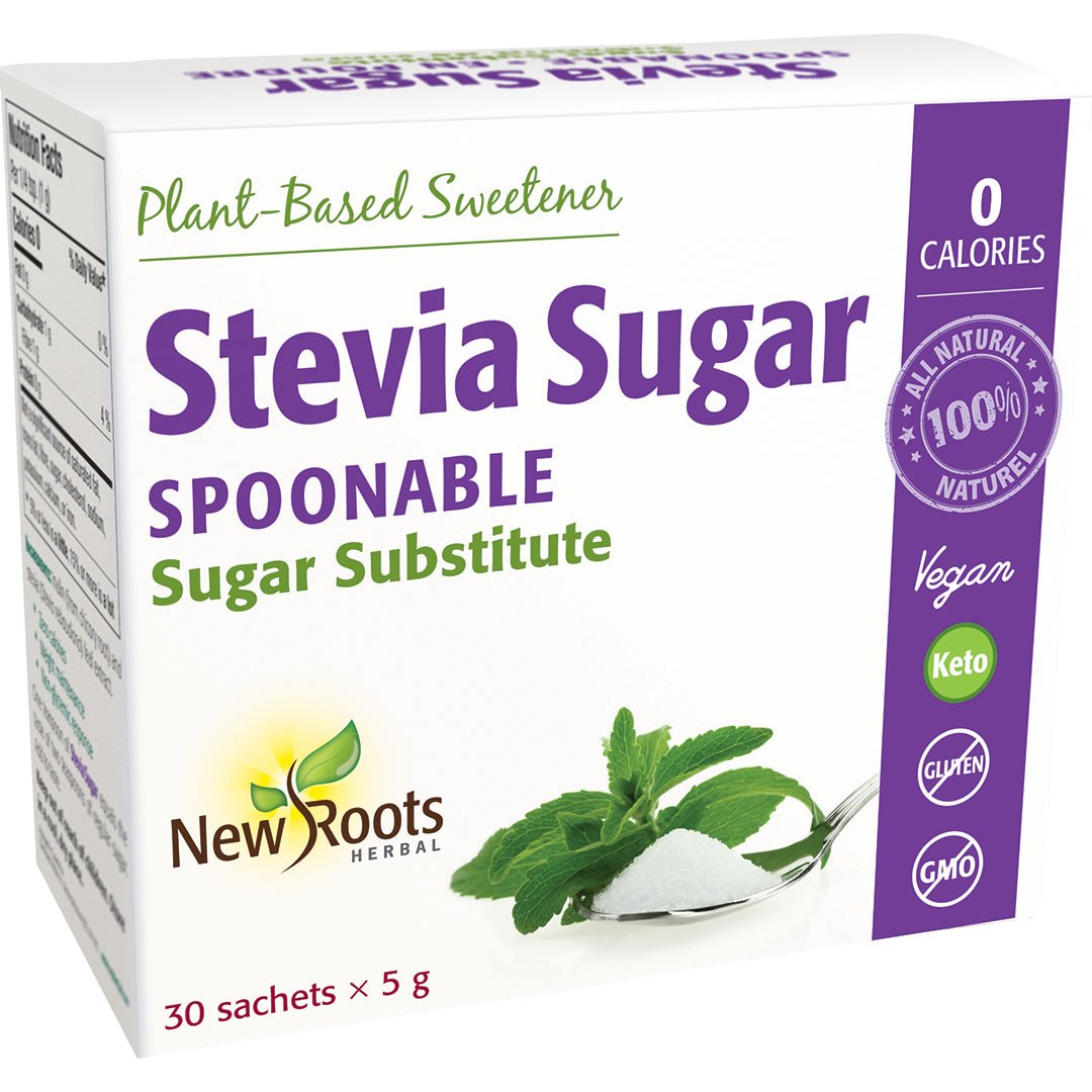 New Roots Stevia Sugar Spoonable 30 Packets - Nutrition Plus