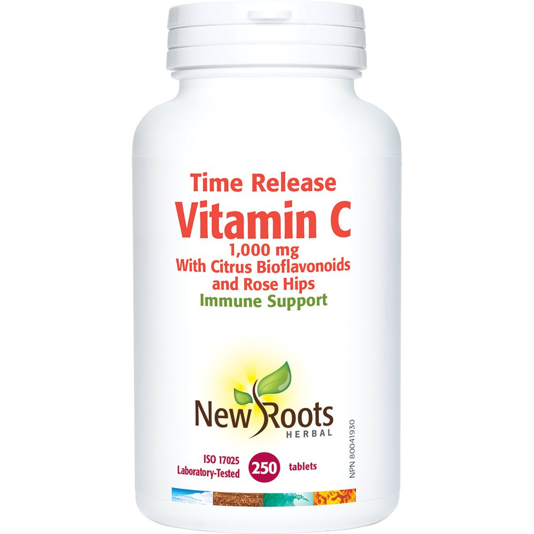 New Roots Time Release Vitamin C 1000 with Bioflavonoids & Rose Hips 250 Tablets - Nutrition Plus