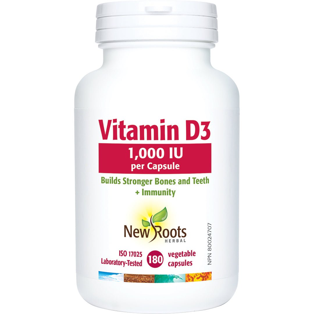 New Roots Vitamin D3 1,000 IU 180 Capsules - Nutrition Plus