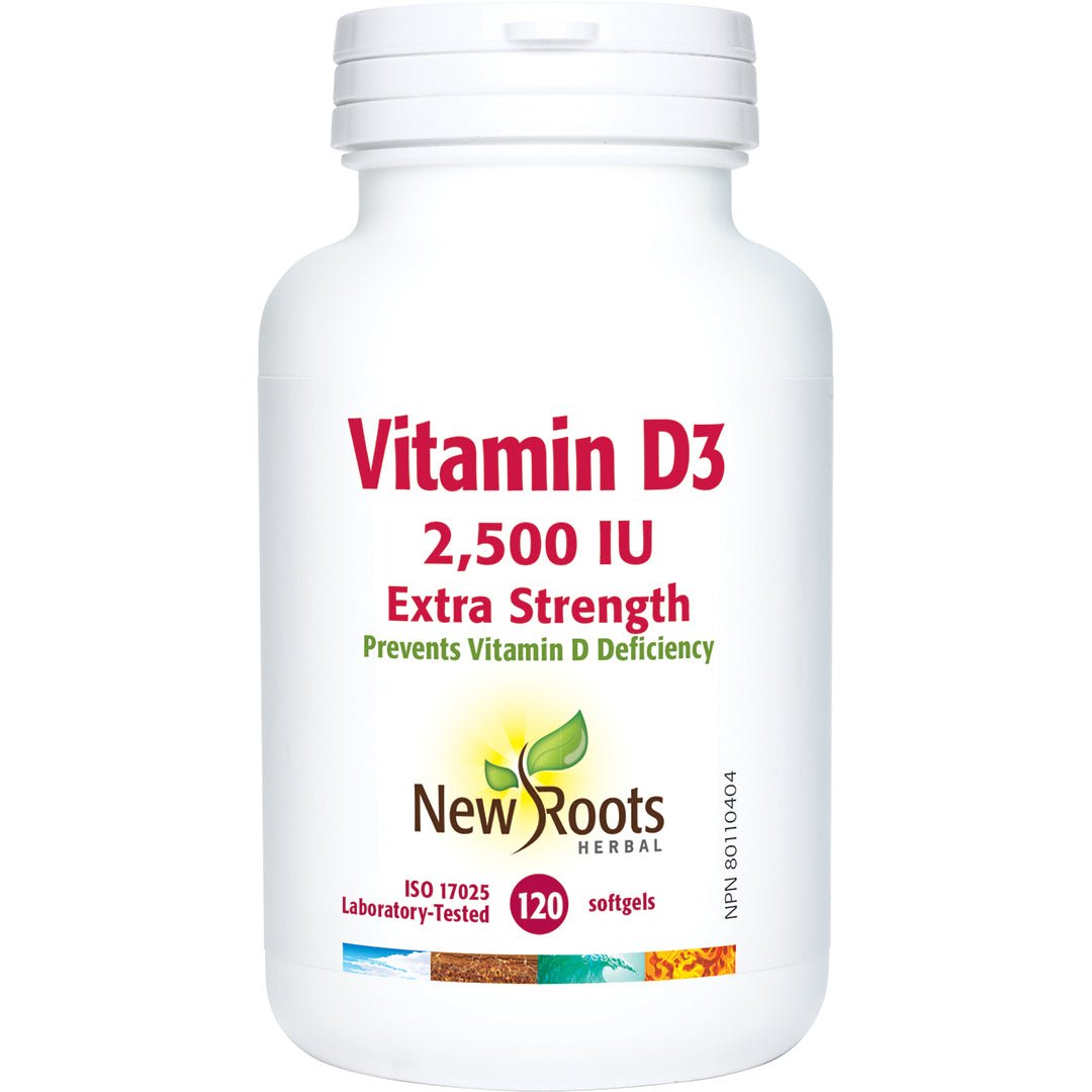 New Roots Vitamin D3 2,500 IU Extra Strength 120 Veg Capsules - Nutrition Plus