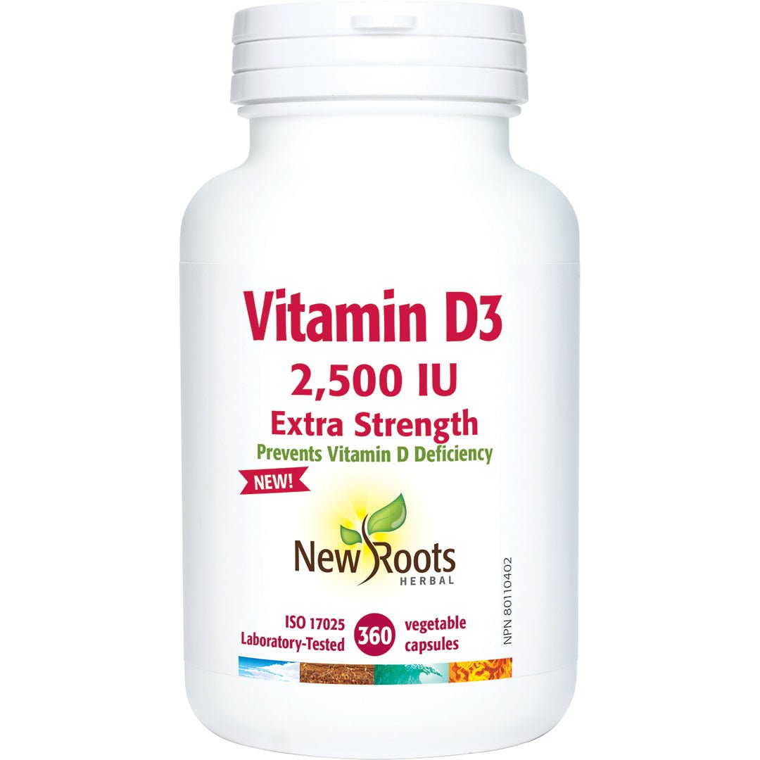 New Roots Vitamin D3 2,500 IU Extra Strength 360 Veg Capsules - Nutrition Plus