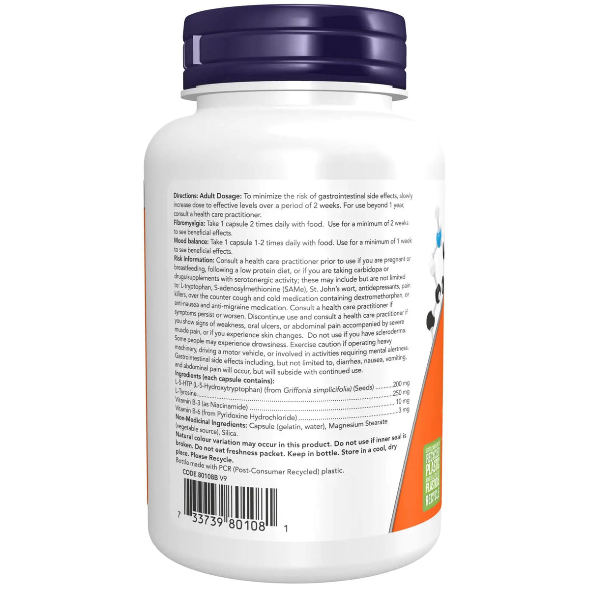 Now 5-HTP 200mg with Tyrosine 60 Veg Capsules - Nutrition Plus