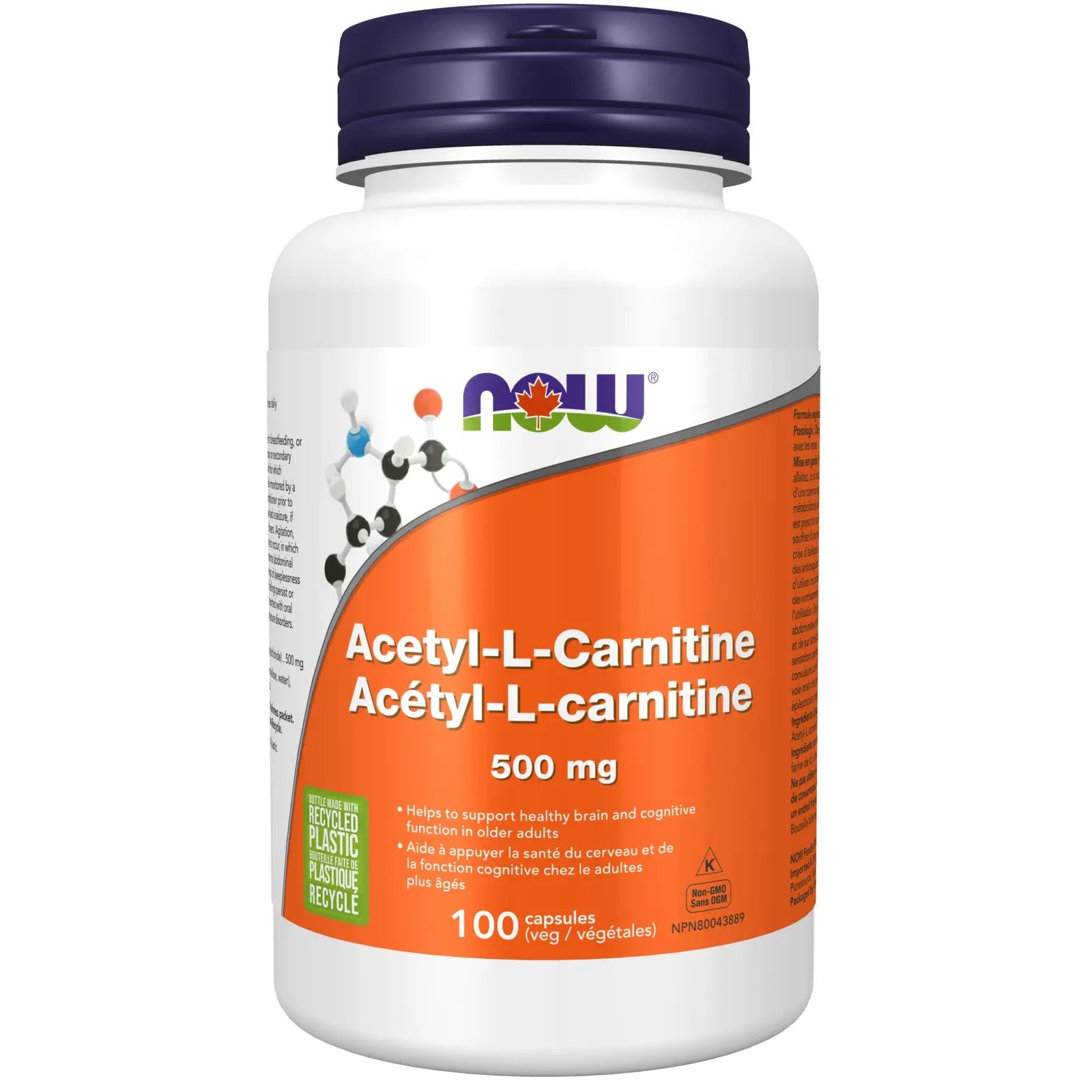 Now Acetyl L - Carnitine 500mg 100 Veg Capsules - Nutrition Plus