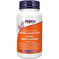 Thumbnail for Now Alpha Lipoic Acid 600mg 60 Veg Capsules - Nutrition Plus