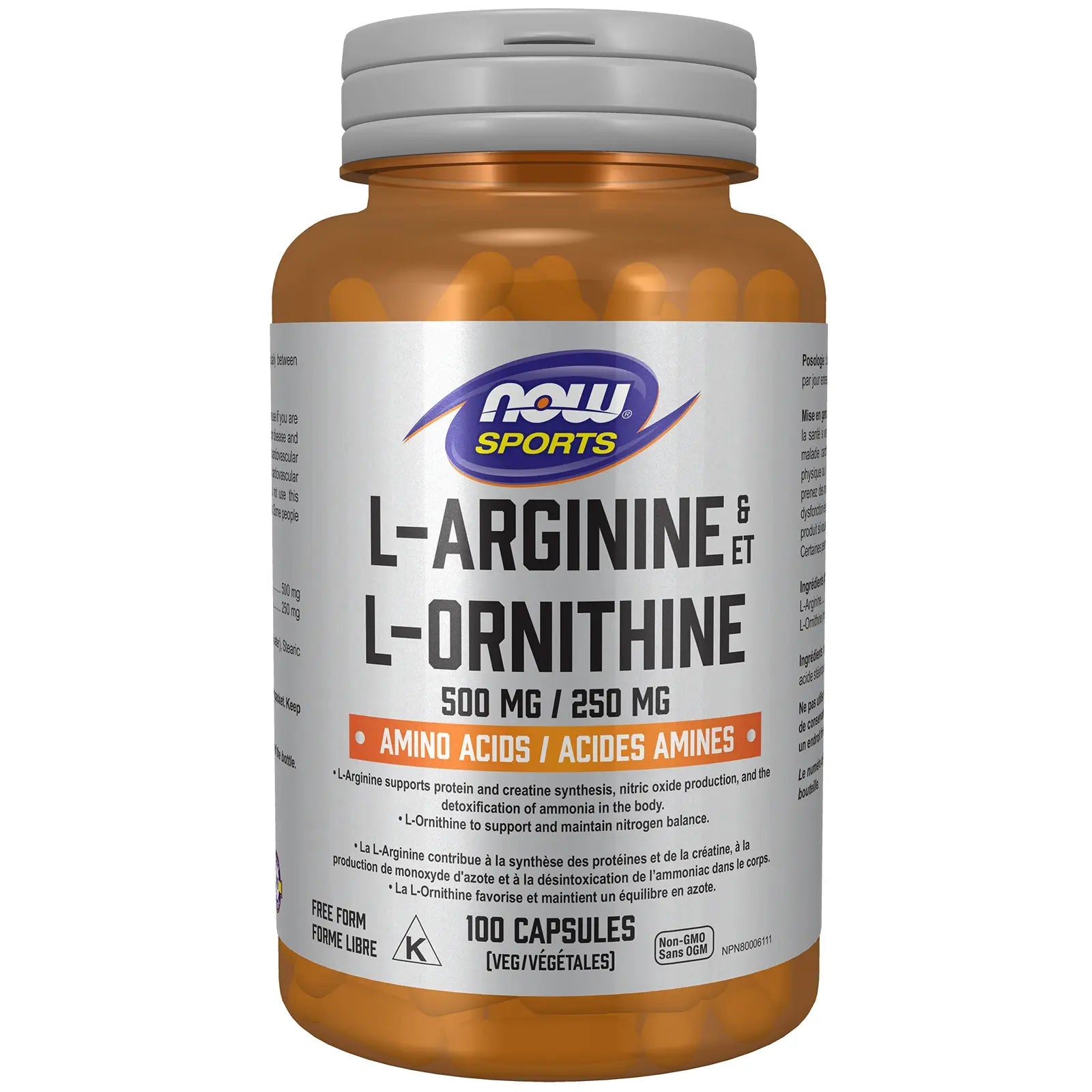 Now Arginine & Ornithine 500 - 250mg 100 Capsules - Nutrition Plus