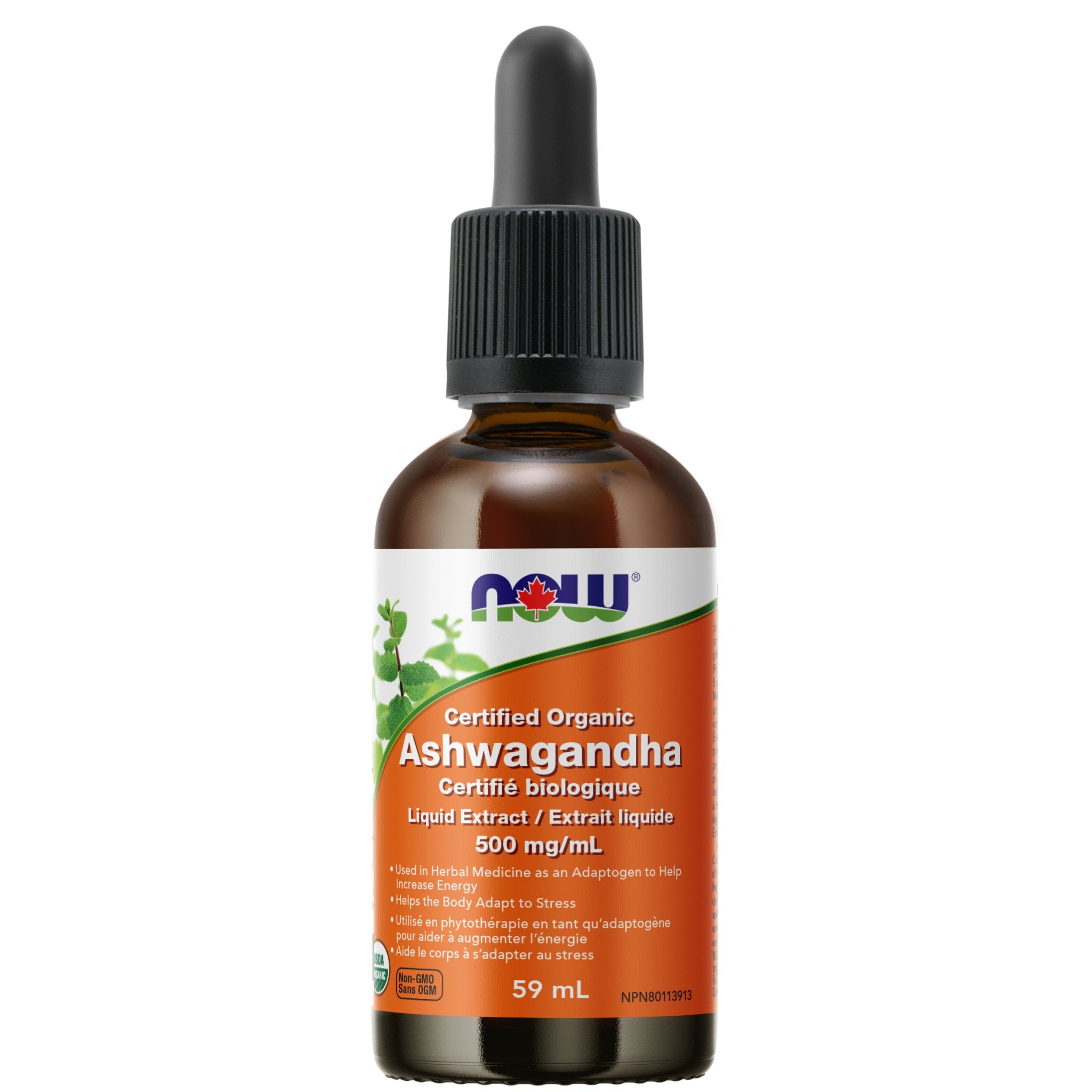 Now Ashwagandha Extract Liquid, Organic, 59mL - Nutrition Plus